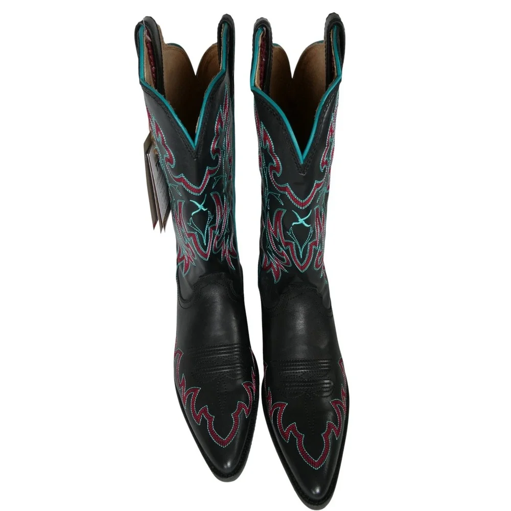 Twisted X‎ WWT0039 Womenʼs Western Boots Black Multi Leather Snip Toe Size 9B